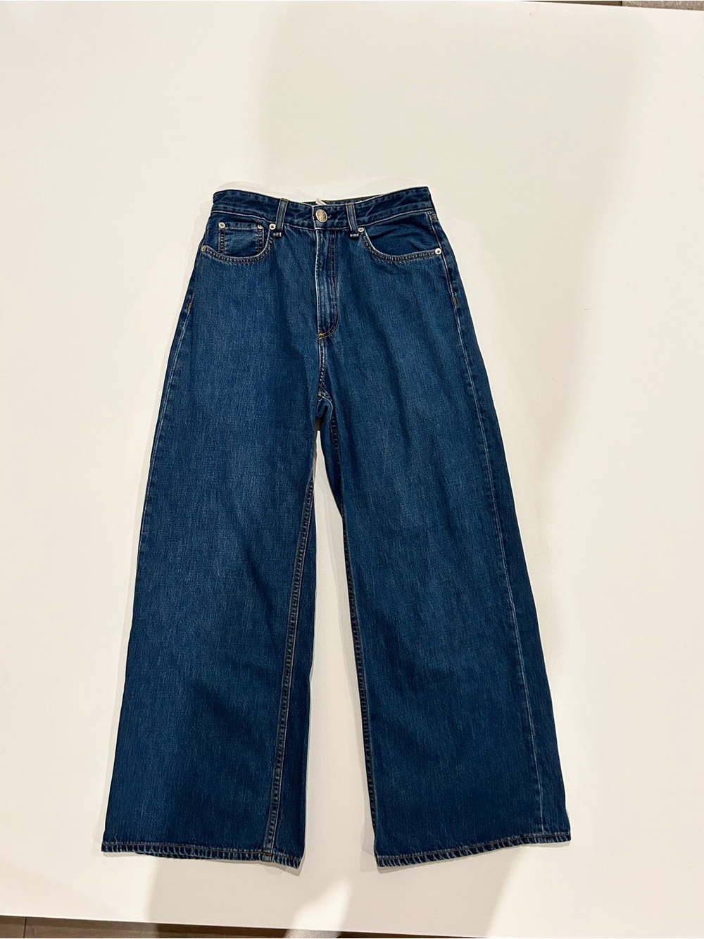 rag & bone Dark Blue Wide-Leg Jeans - Picture 1 of 6
